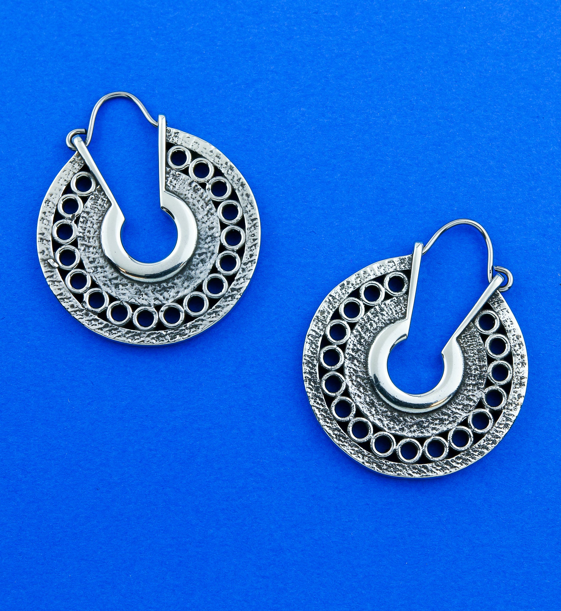 Alley White Brass Disk Earrings/Hangers