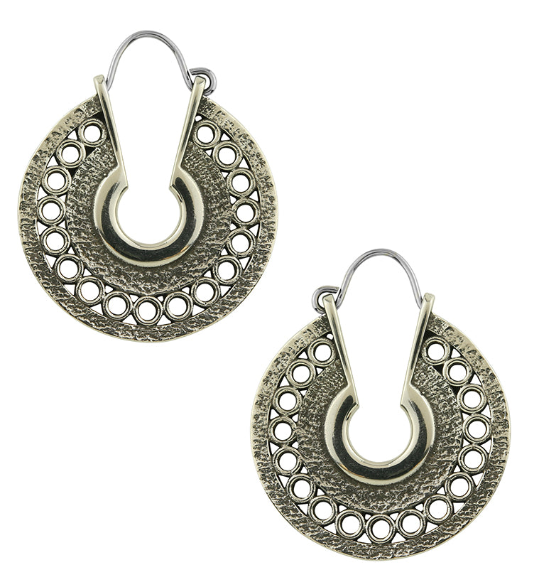 Alley White Brass Disk Earrings/Hangers