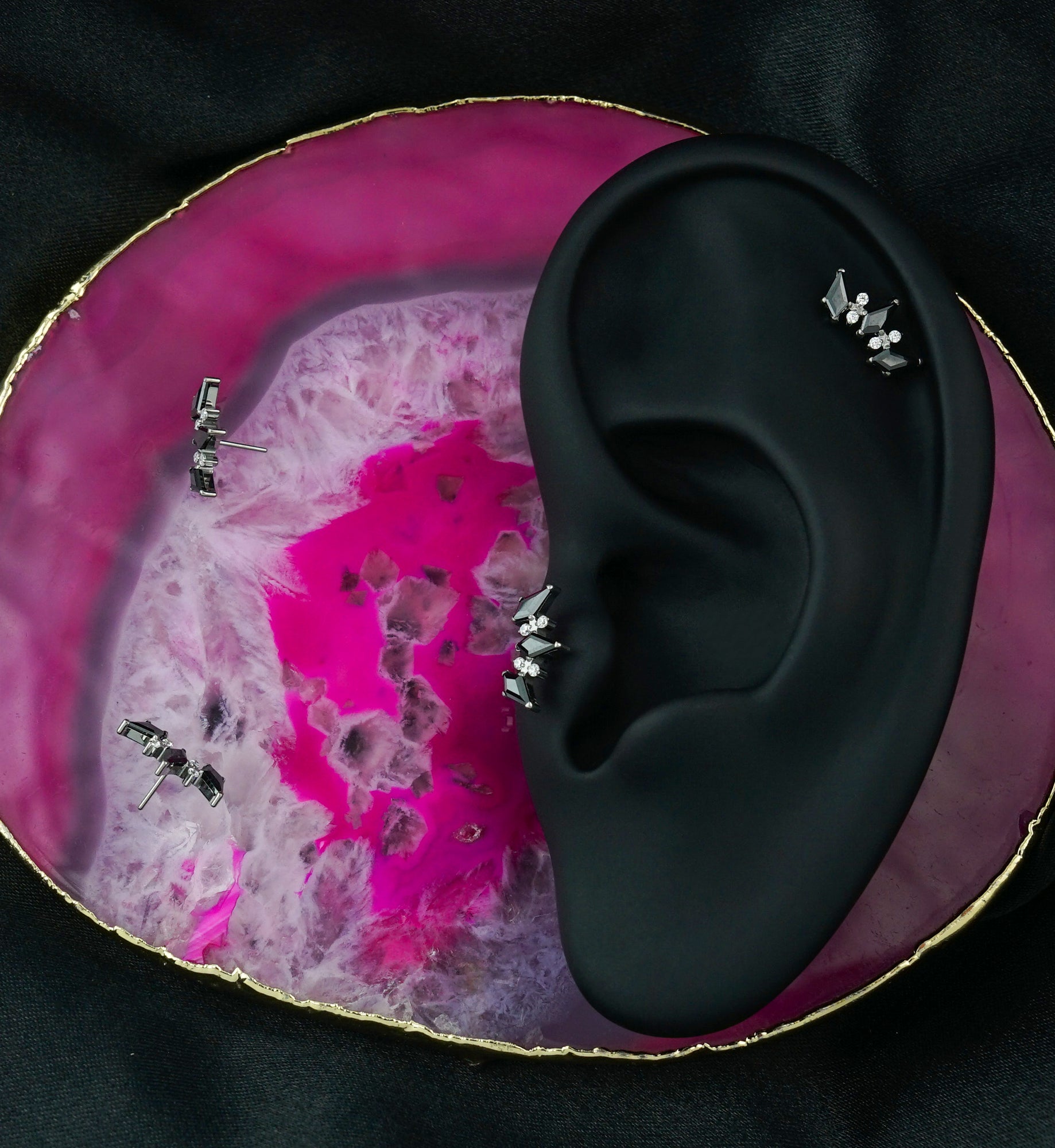 Alternate Triple Tetra Black CZ Titanium Threadless Top