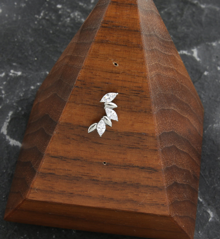 Alternating Cascade Clear CZ Threadless Titanium Top