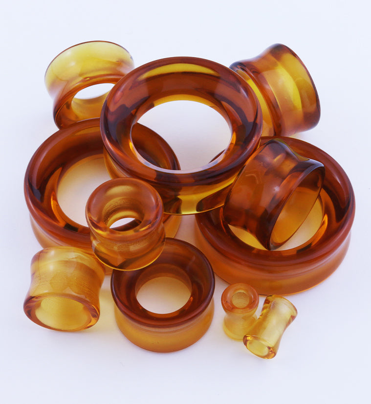 Amber Glass Tunnel Plugs