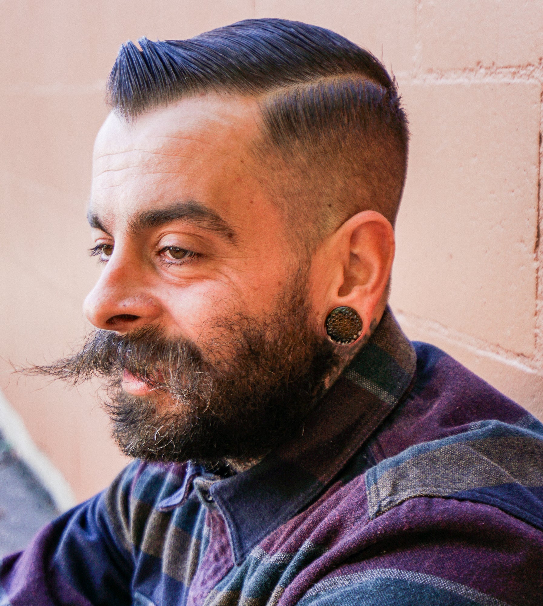 Amber Hammered Glass Double Flare Plugs