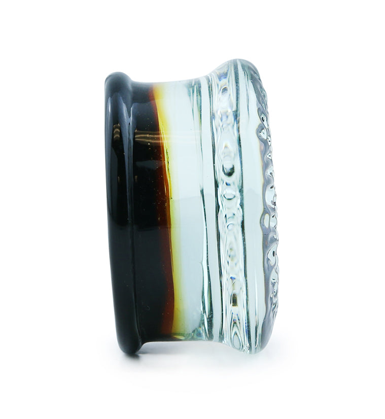 Amber Sponge Glass Double Flare Plugs