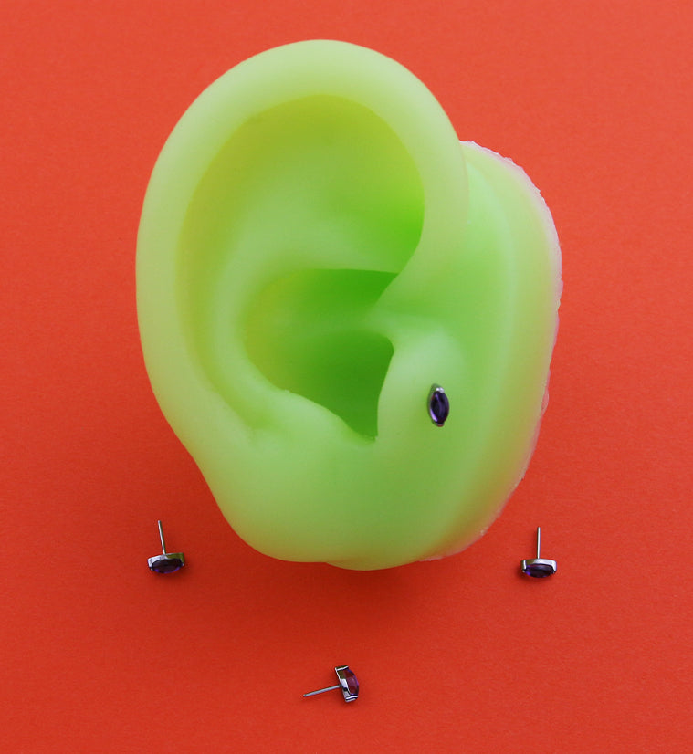 Amethyst Marquise Stone Titanium Threadless Top