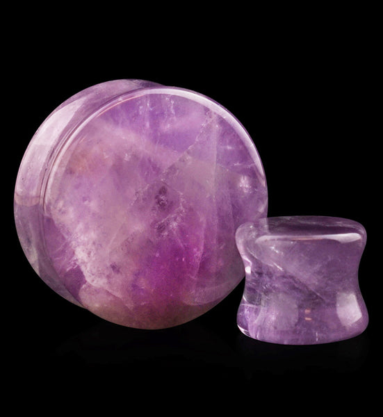 Mystic Metals Amethyst Teardrop Stone Plugs (STN-660) – Set Of Ear Gauges – Pick Your Size