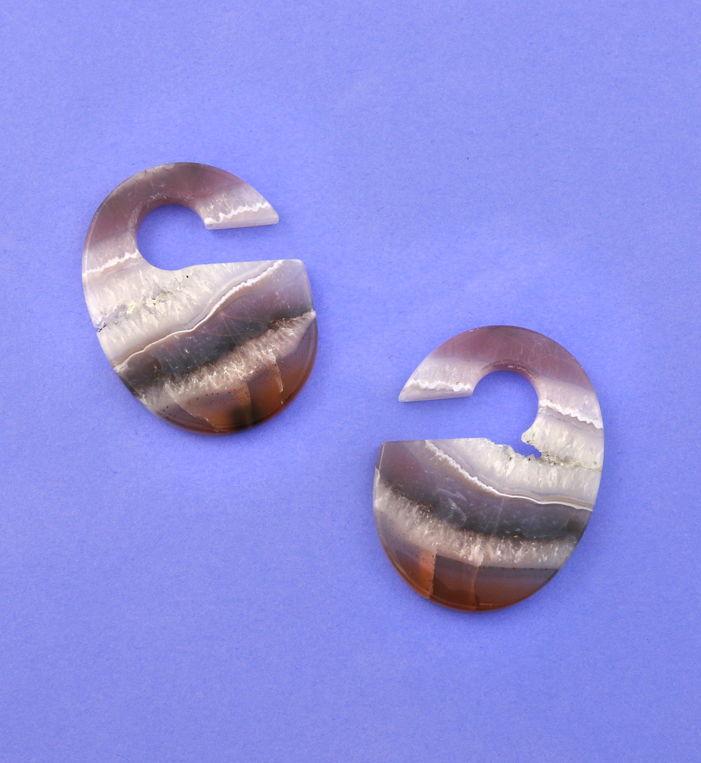 Amethyst Stone Keyhole Ear Weights Version 1 (Rough Edge)