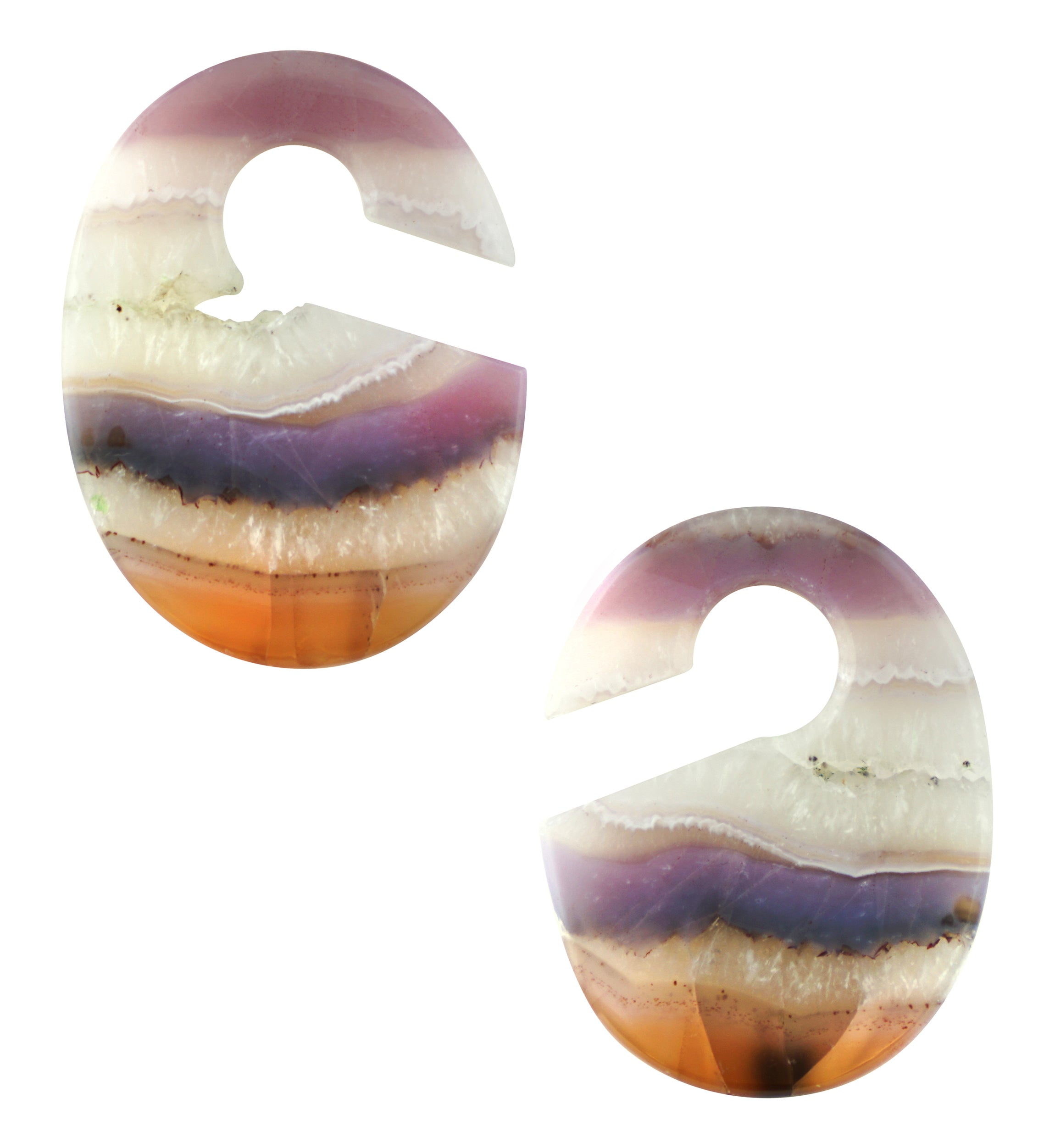 Amethyst Stone Keyhole Ear Weights Version 1 (Rough Edge)