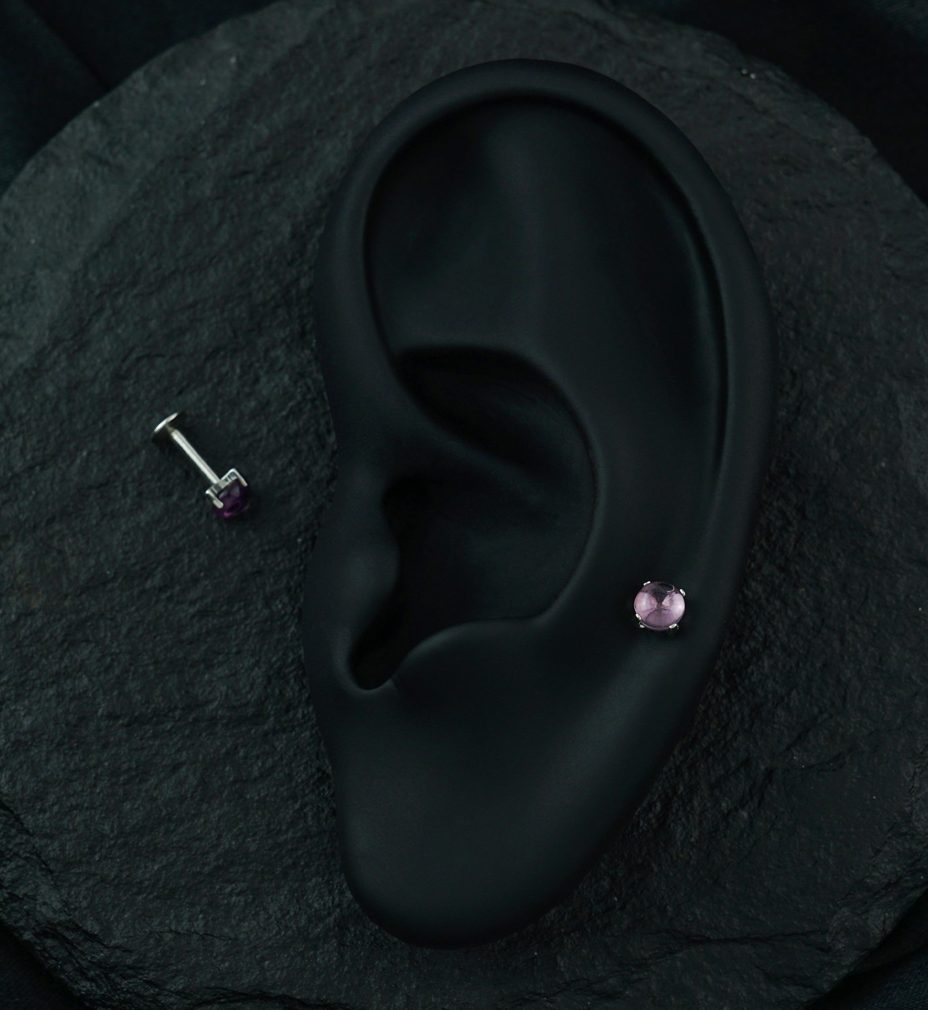 Amethyst Stone Prong Top Internally Threaded Labret