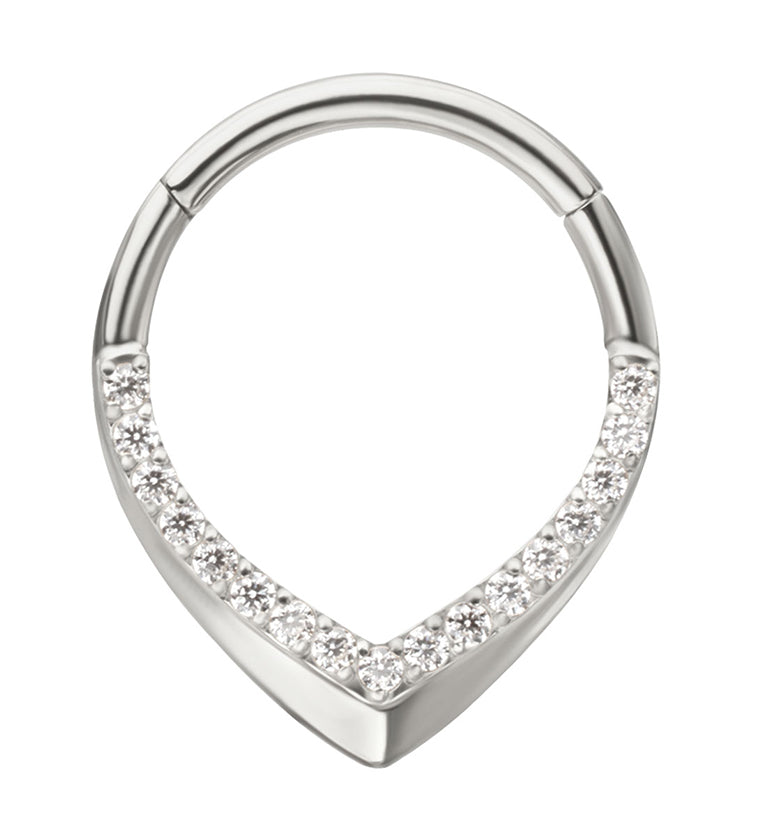 Angled Point CZ Titanium Hinged Segment Ring