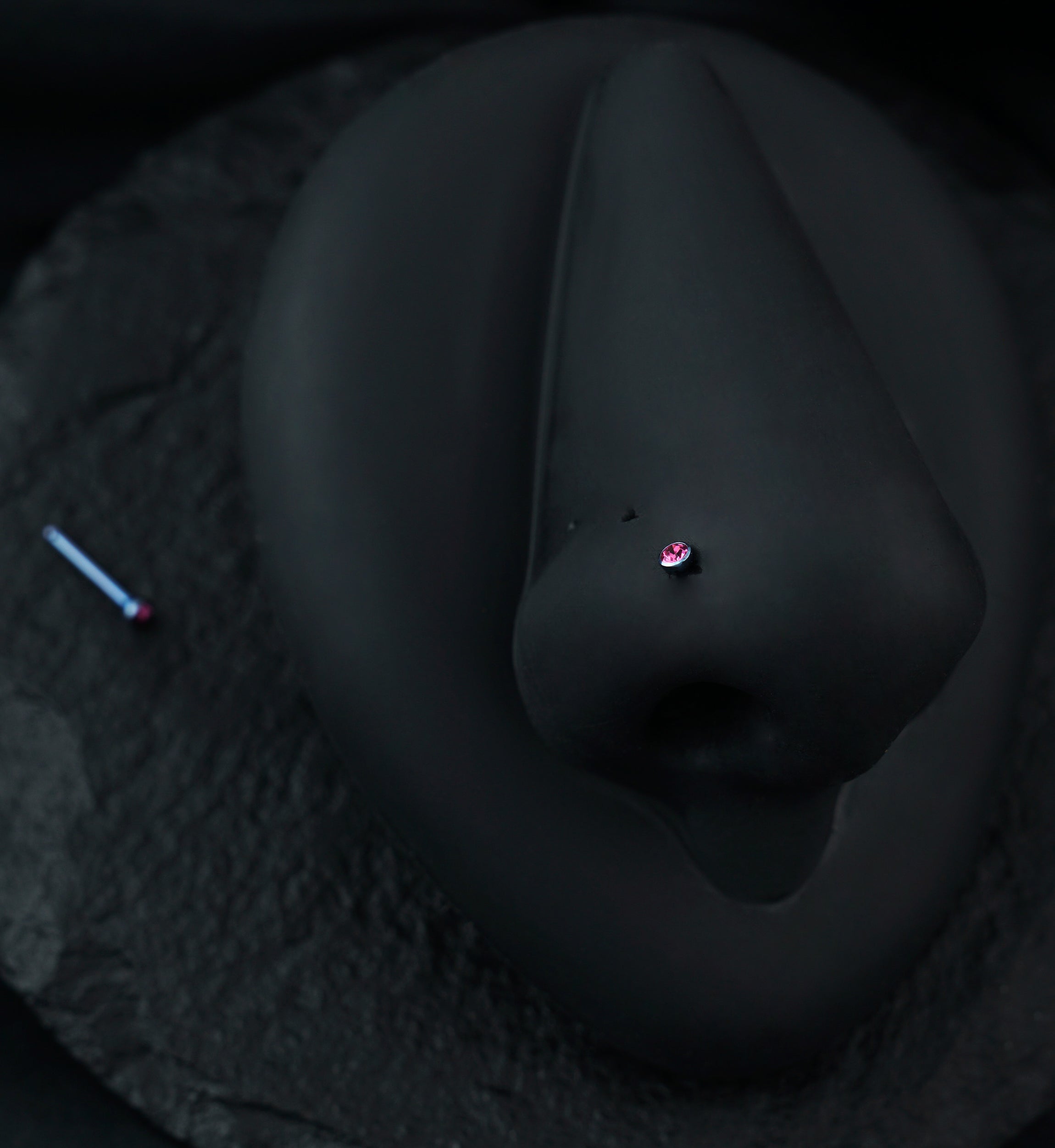 Anodized Light Blue With Pink CZ Titanium Nosebone