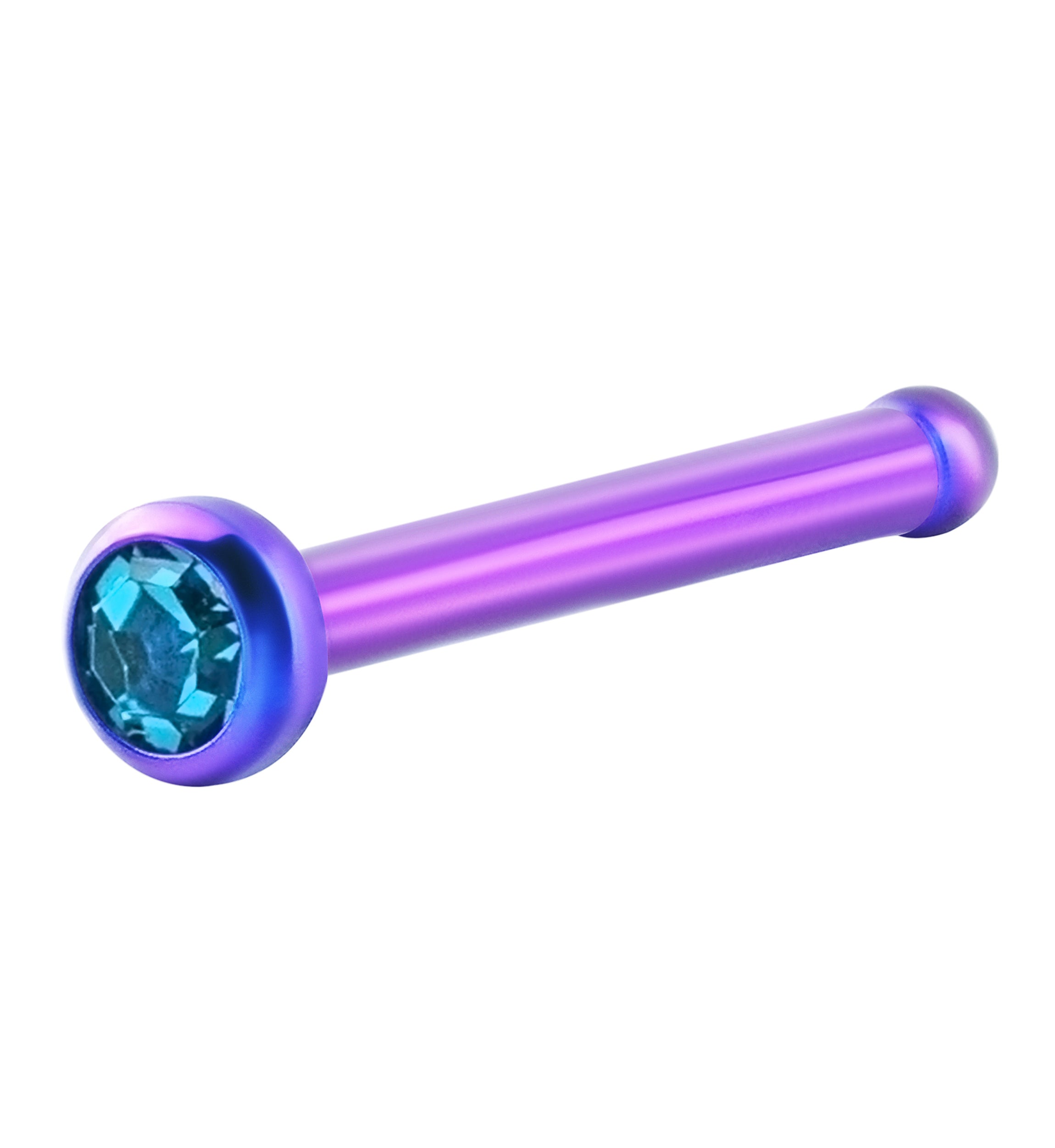 Anodized Blurple With Aqua CZ Titanium Nosebone