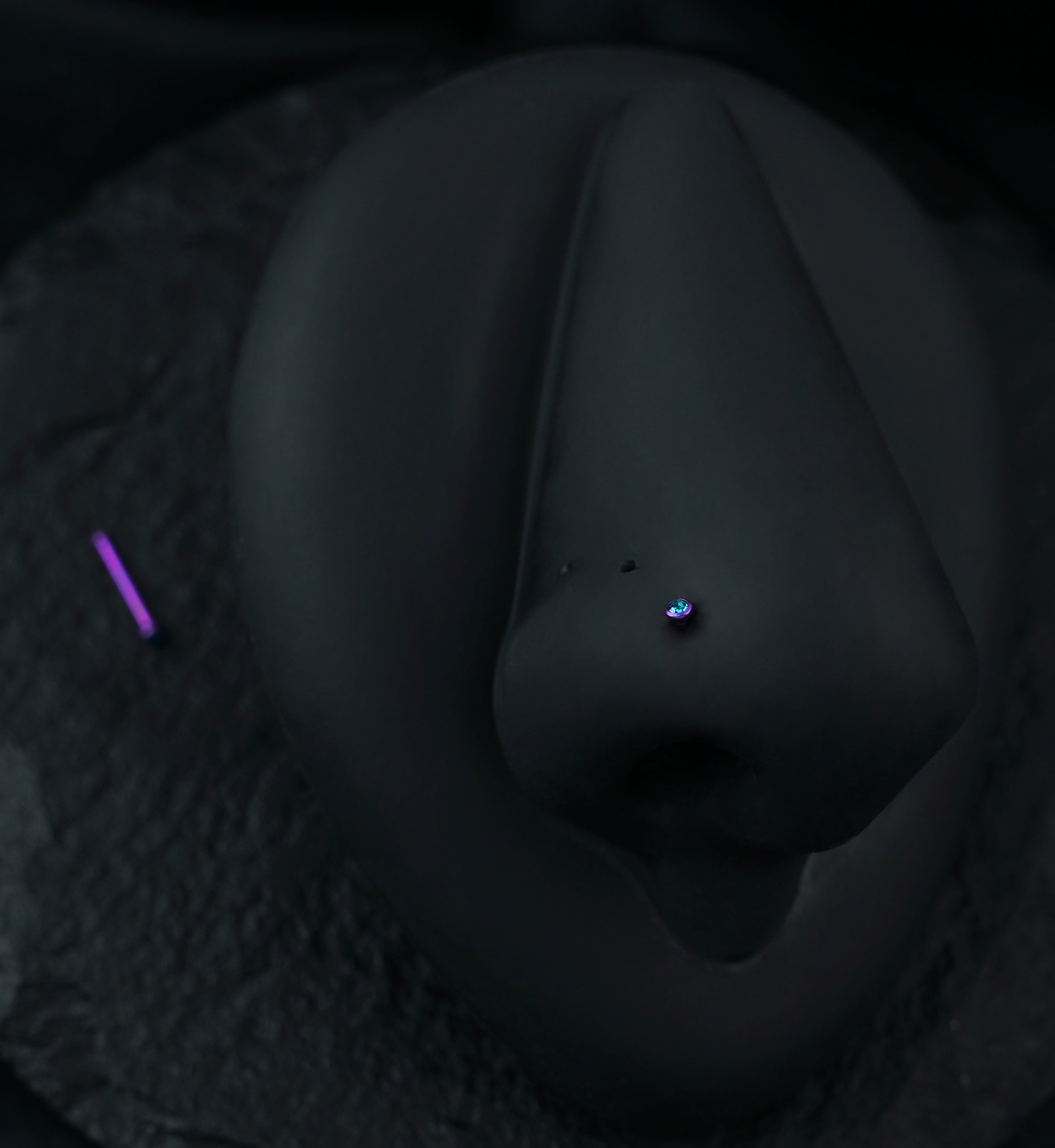 Anodized Blurple With Aqua CZ Titanium Nosebone