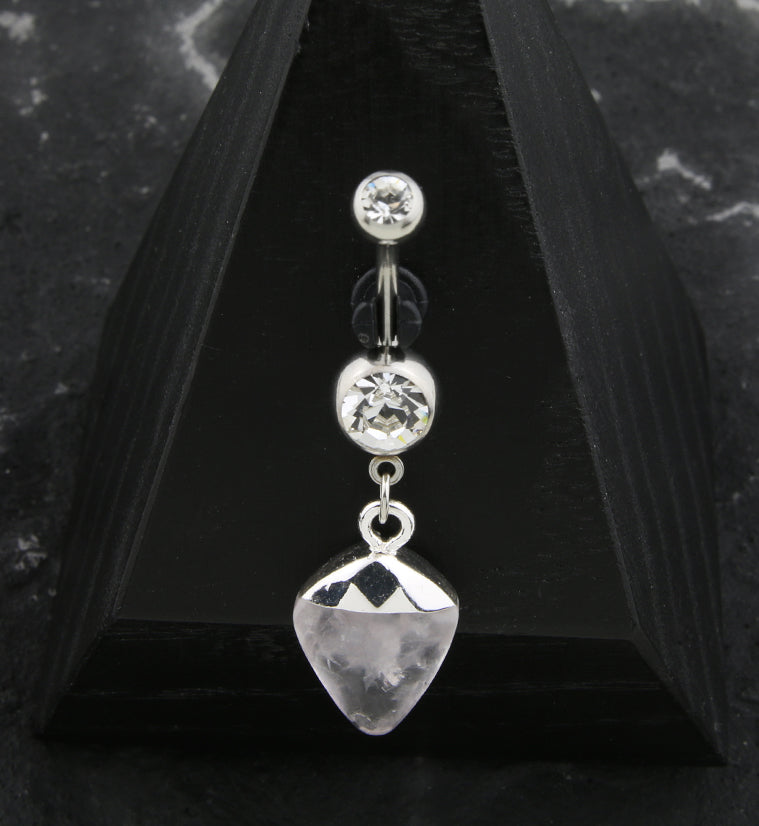 Apex Opalite Stone Dangle Stainless Steel Belly Button Ring