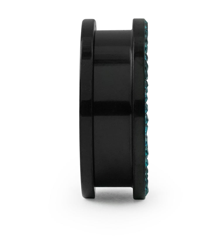Aqua CZ Rim Black PVD Stainless Steel Tunnels