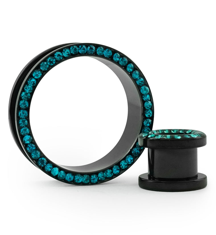 Aqua CZ Rim Black PVD Stainless Steel Tunnels