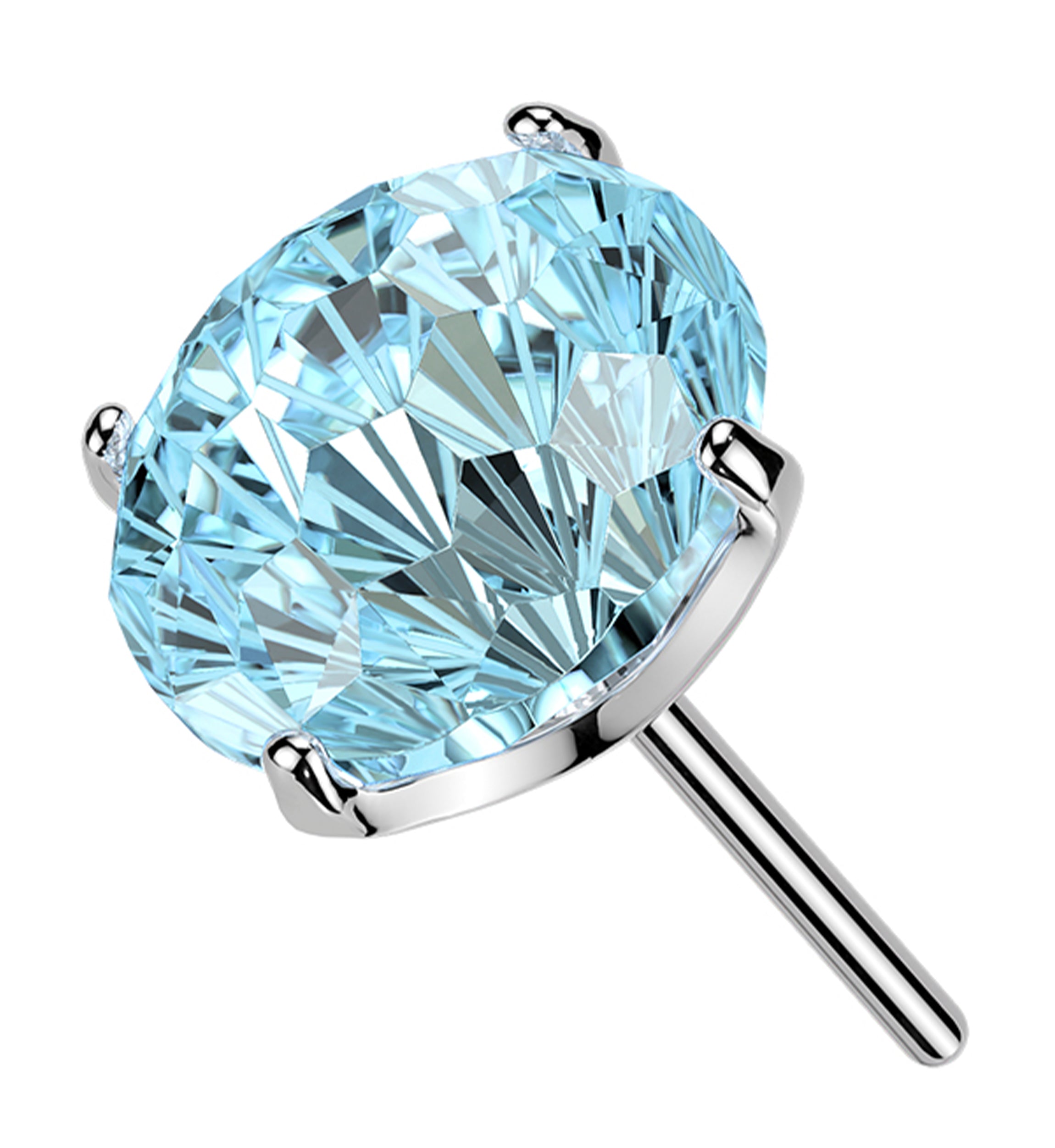 Aqua CZ Fireworks Cut Titanium Threadless Top