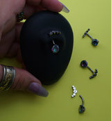 Arch Black Aurora CZ Top Titanium Threadless Belly Button Ring