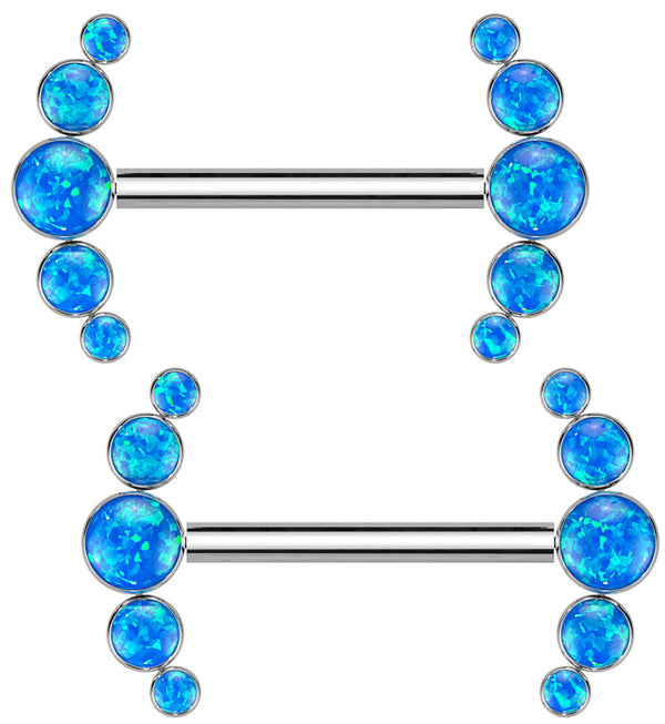 Arch Blue Opalite Titanium Threadless Nipple Ring Barbell