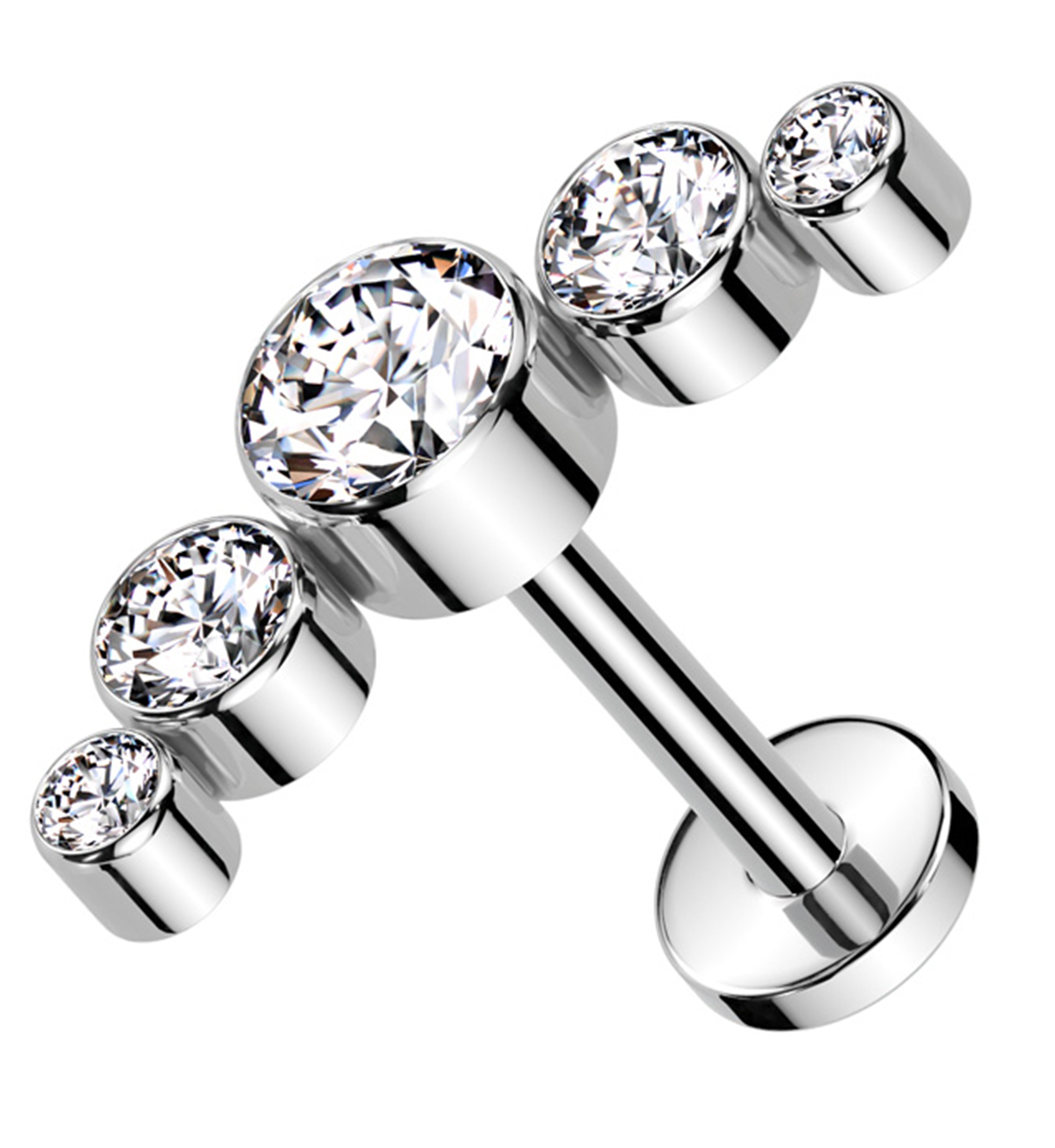 Arch Clear CZ Titanium Threadless Labret | UrbanBodyJewelry.com