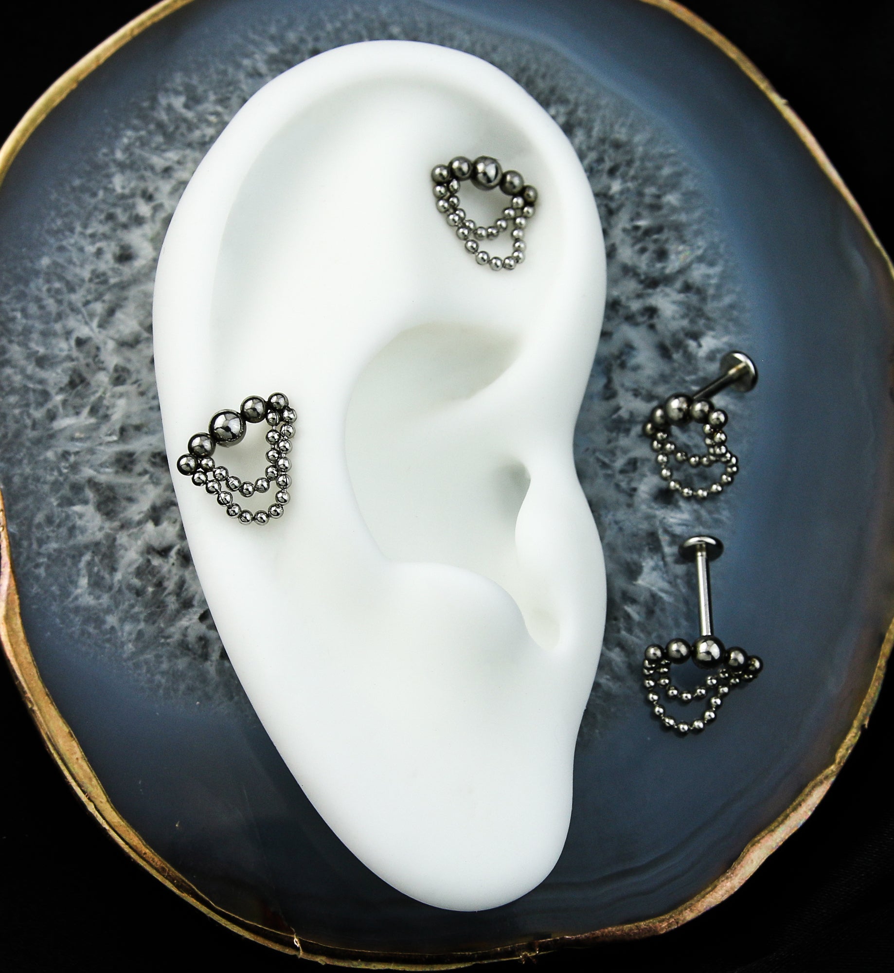 Arch Double Beaded Dangle Internally Threaded Stainless Steel Labret ...