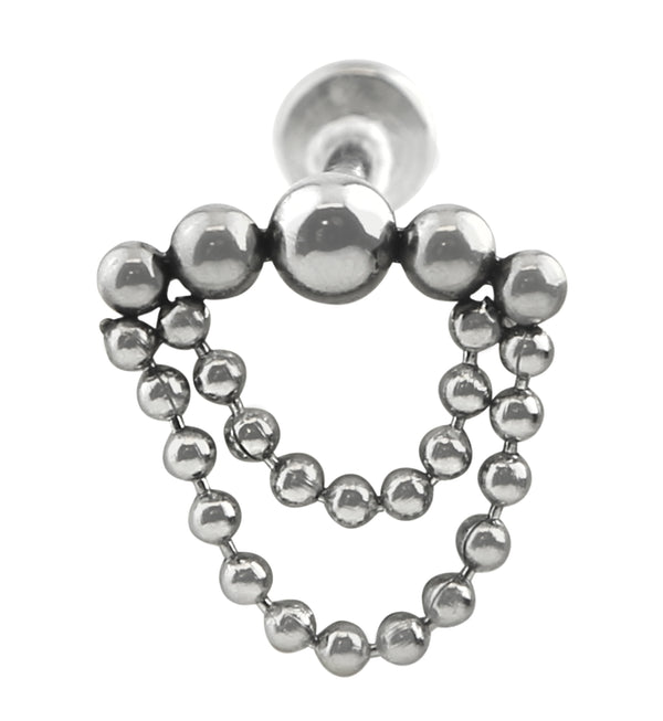Arch Double Beaded Dangle Internally Threaded Stainless Steel Labret
