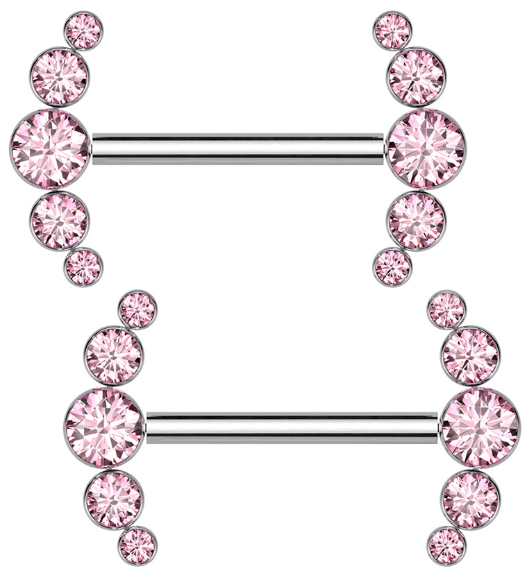 Arch Pink CZ Titanium Threadless Nipple Ring Barbell