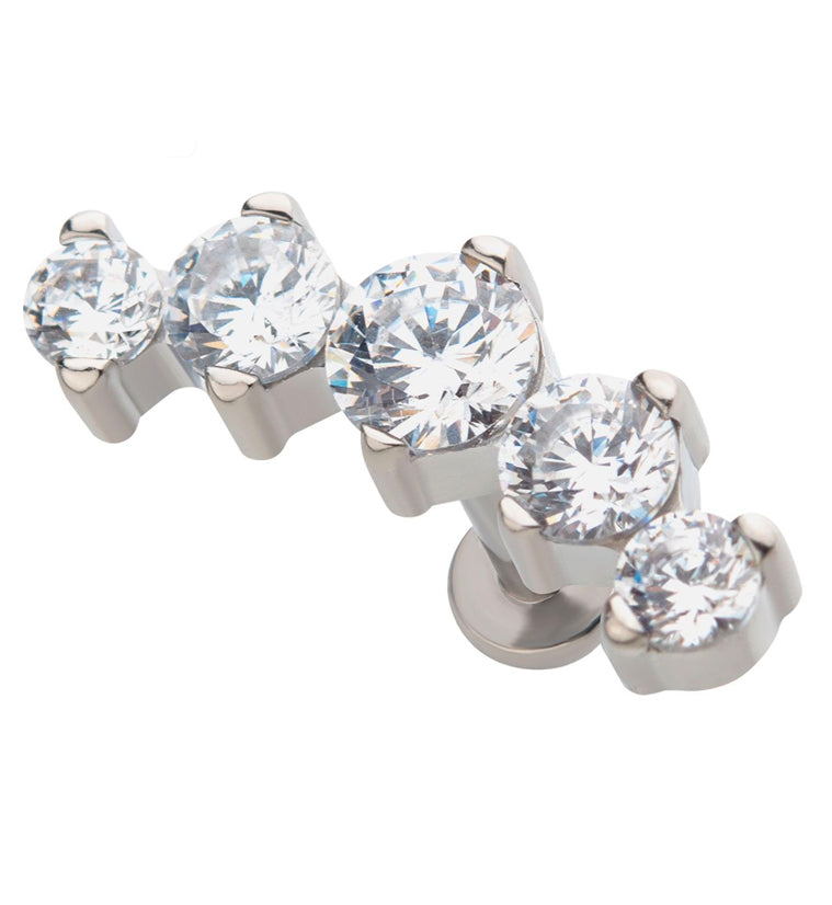 Arch Prong CZ Stainless Steel Internally Threaded Labret