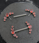 Arch Red CZ Titanium Threadless Nipple Ring Barbell