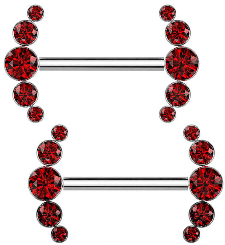 Arch Red CZ Titanium Threadless Nipple Ring Barbell