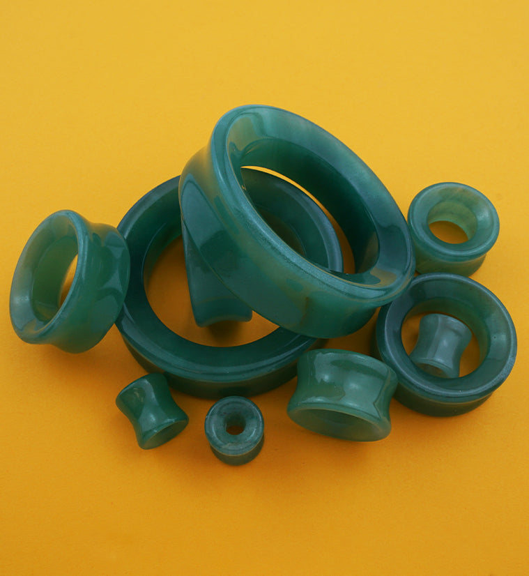 Aventurine Stone Double Flare Tunnels