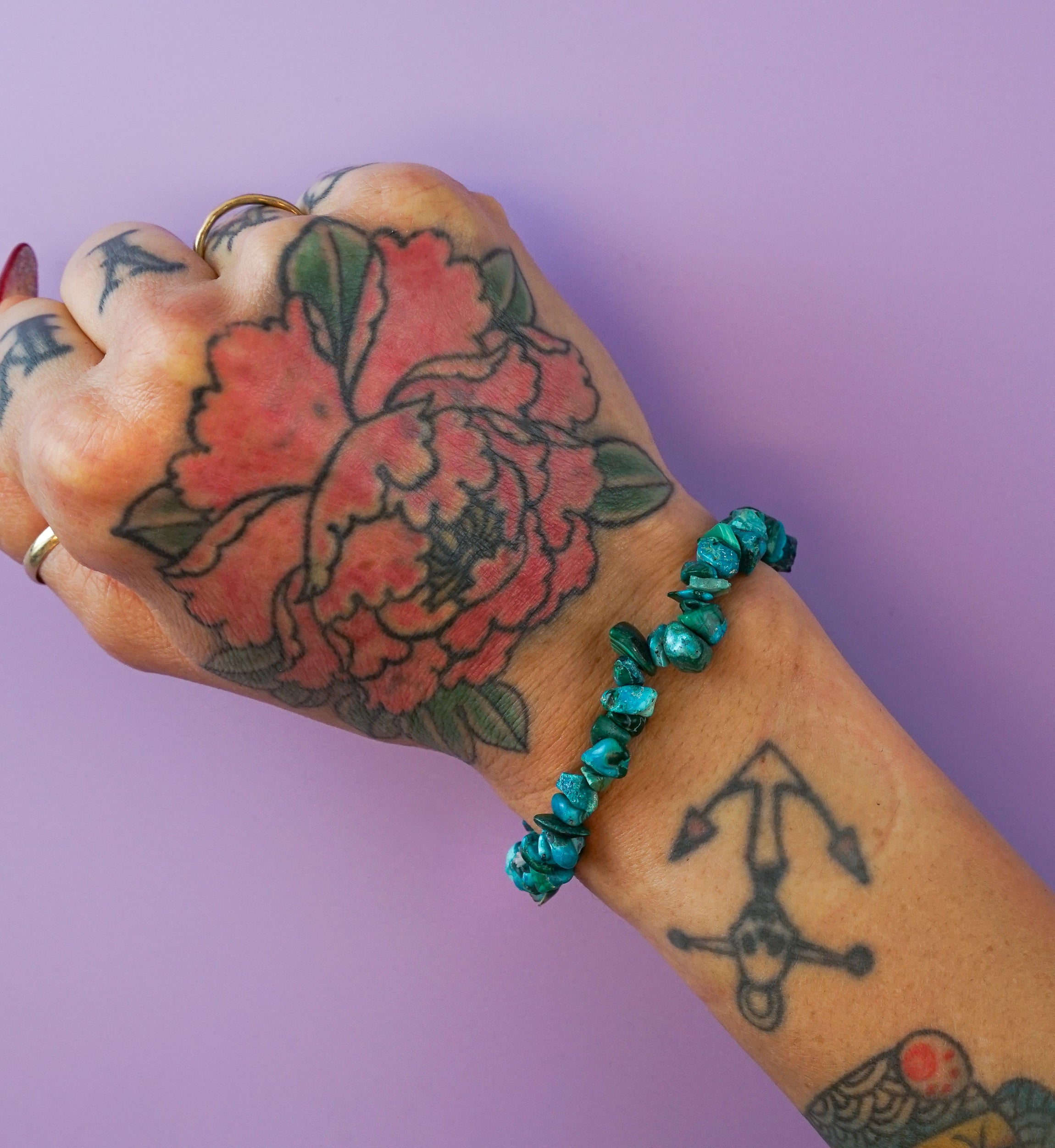 Azurite/Malachite Chips Stone Bracelet