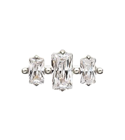 Baguette Trio CZ Titanium Threadless Top
