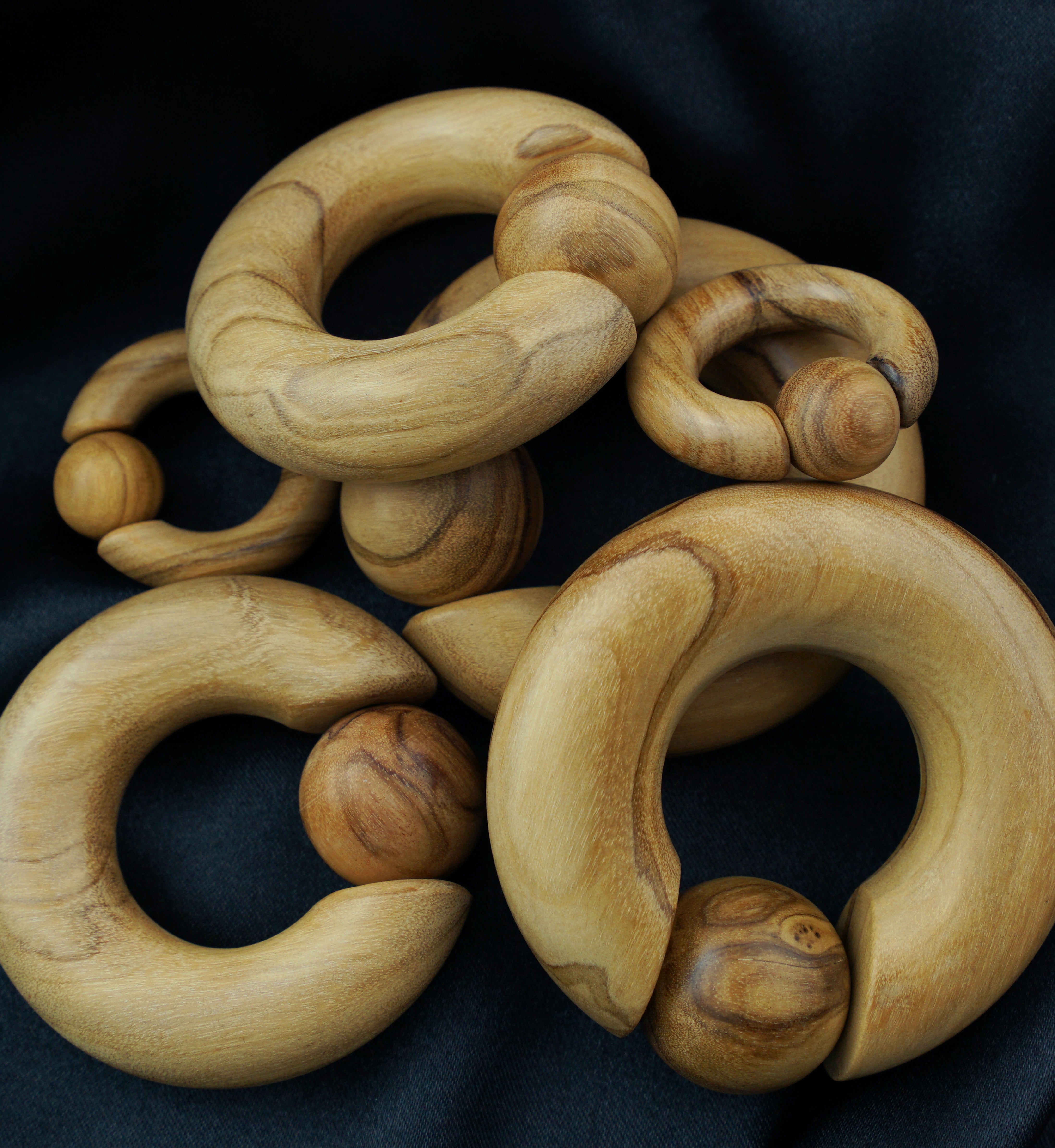Ball Olive Wood Hoop Hangers