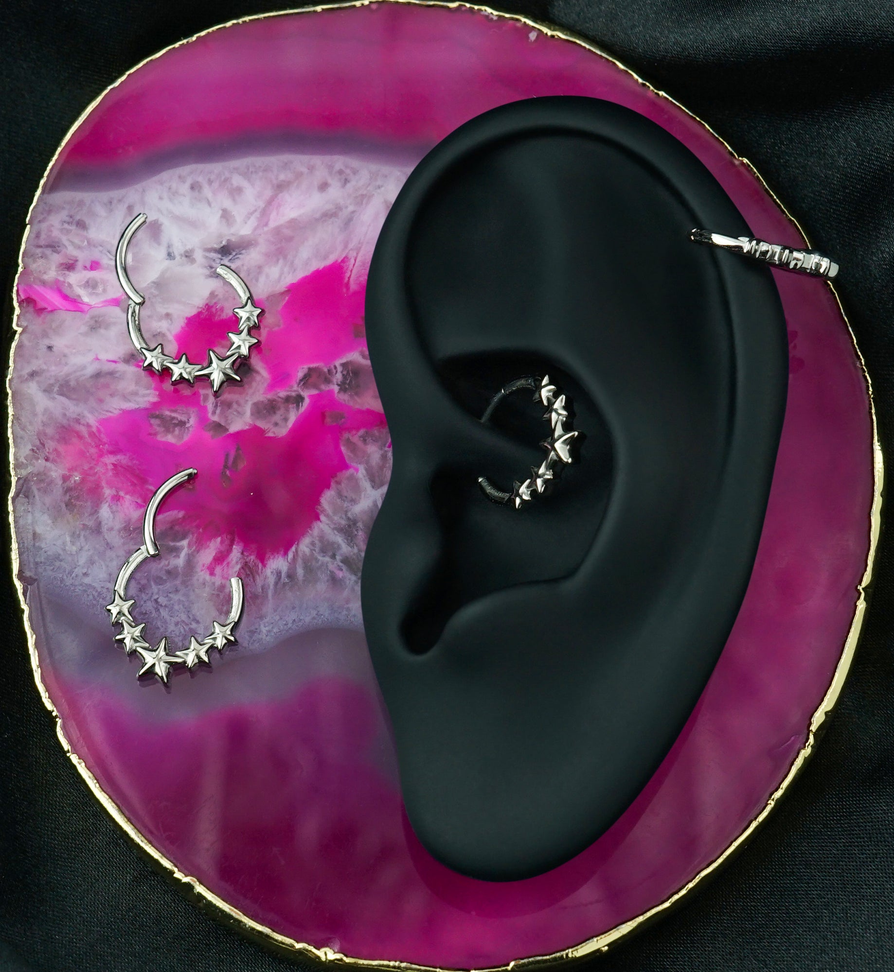 Banner Of Stars Titanium Hinged Segment Ring