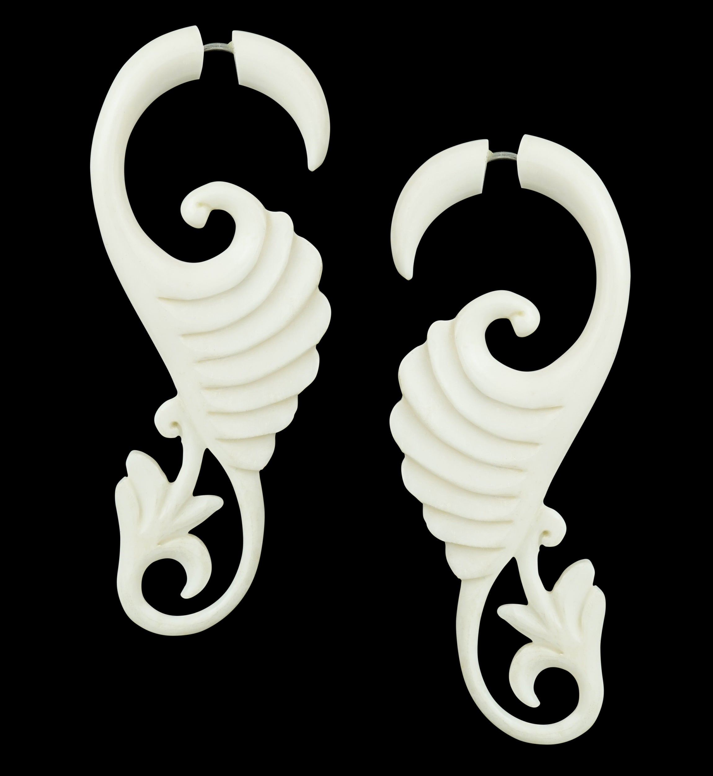 Banter Swirly Spiral Bone Fake Gauges Earrings