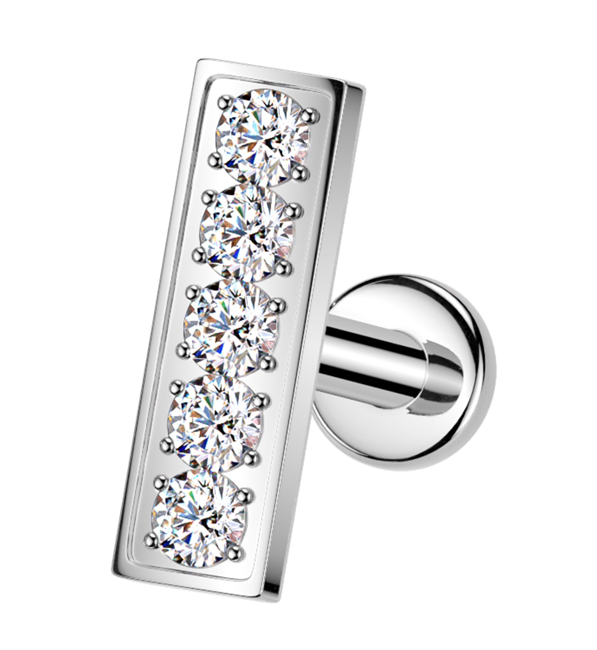 Bar CZ Internally Threaded Stainless Steel Labret