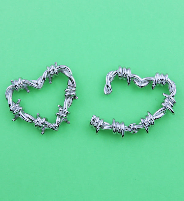 Barbed Heart Stainless Steel Hinged Ear Weights