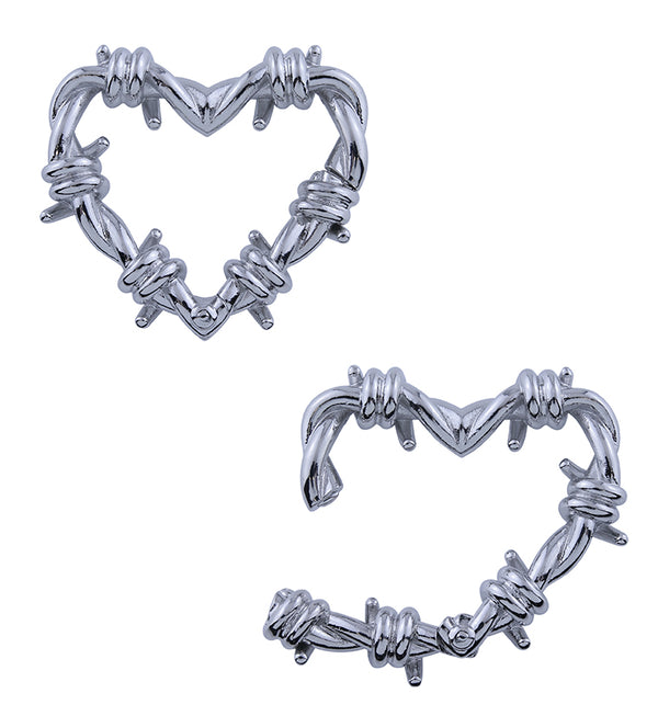 Barbed Heart Stainless Steel Hinged Ear Weights