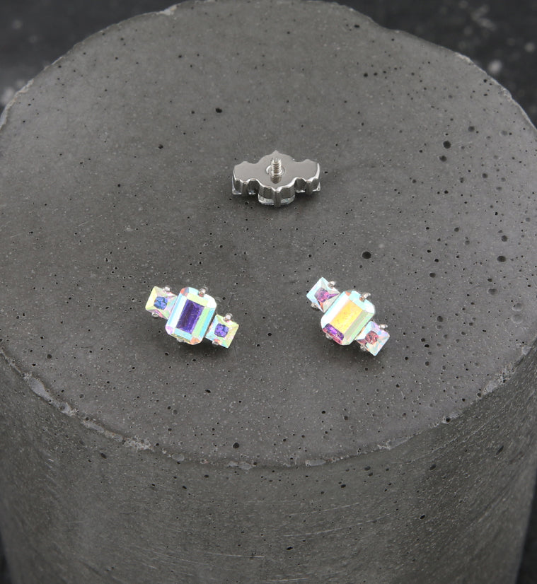 Baronial Rainbow Aurora CZ Titanium Internally Threaded Top