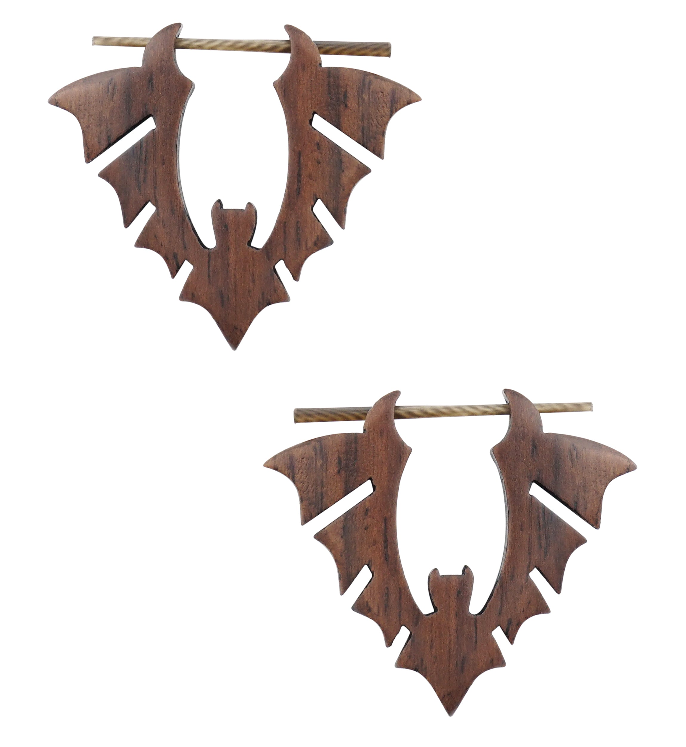 Bat Hoop Narra Wood Earrings