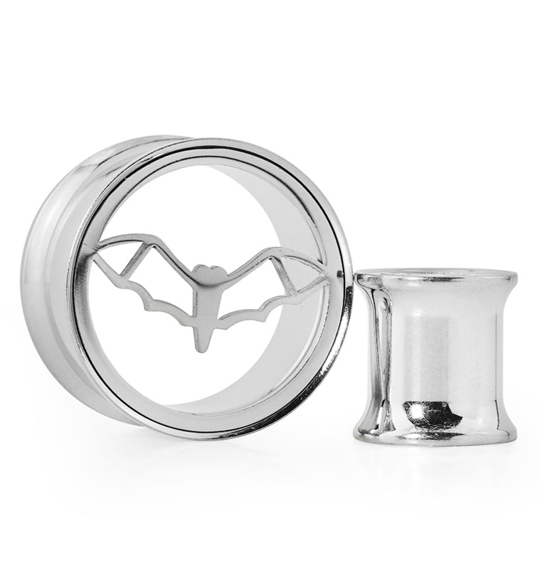 Bat Sign Stainless Steel Double Flare Tunnel Plugs