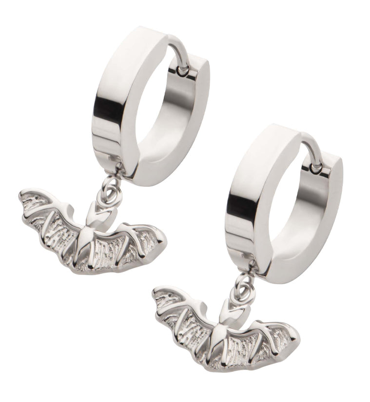 Bat Stainless Steel Hoop Huggie Earrings