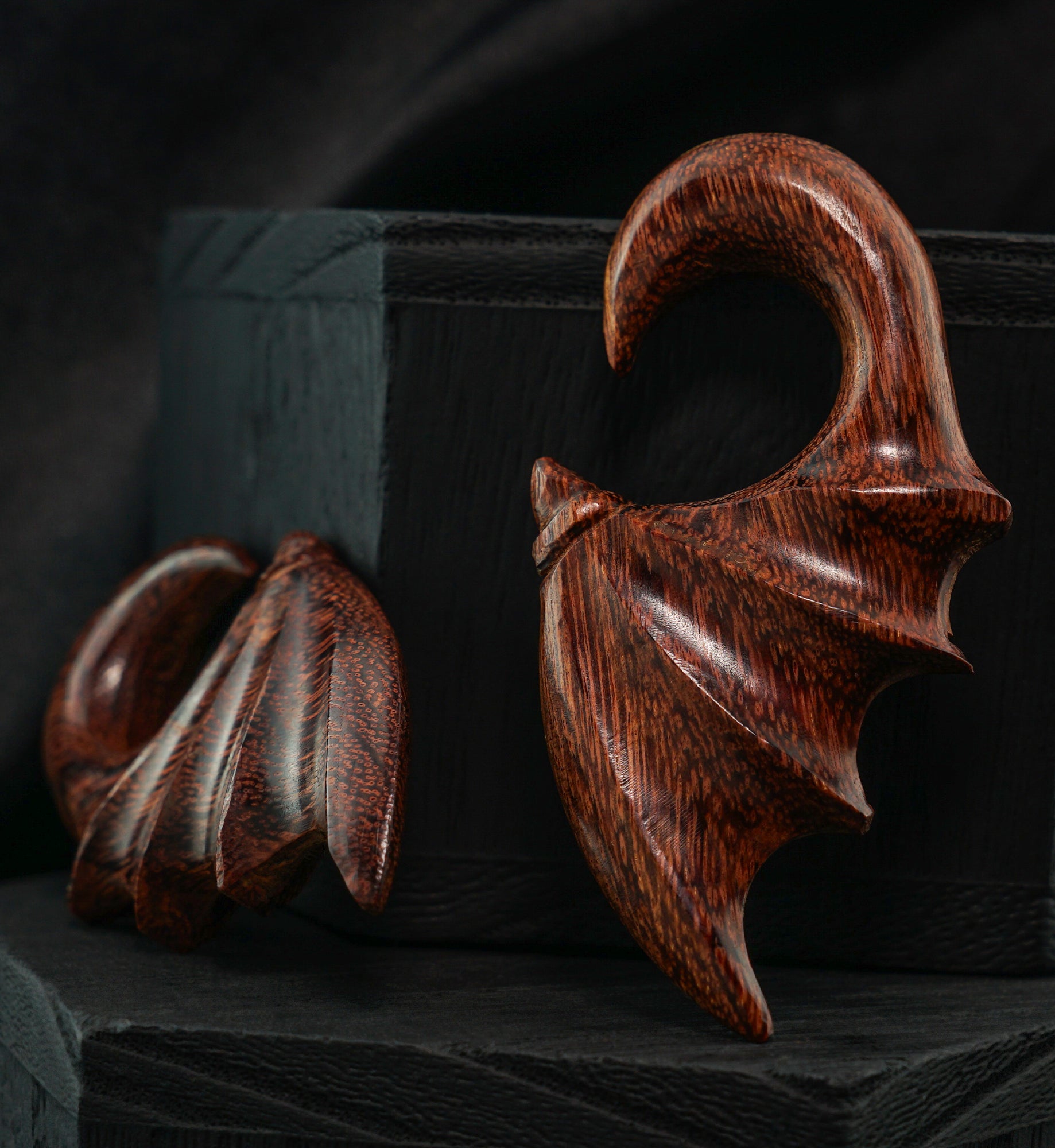 Batwing Dark Tamarind Wooden Spiral Hangers