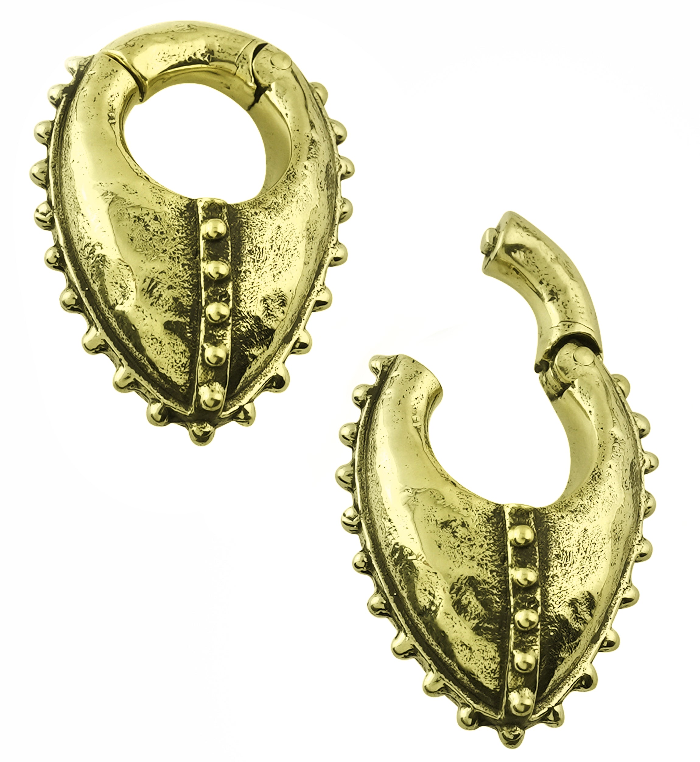 Beaded Armor Keyhole Brass Hinged Ear Weights