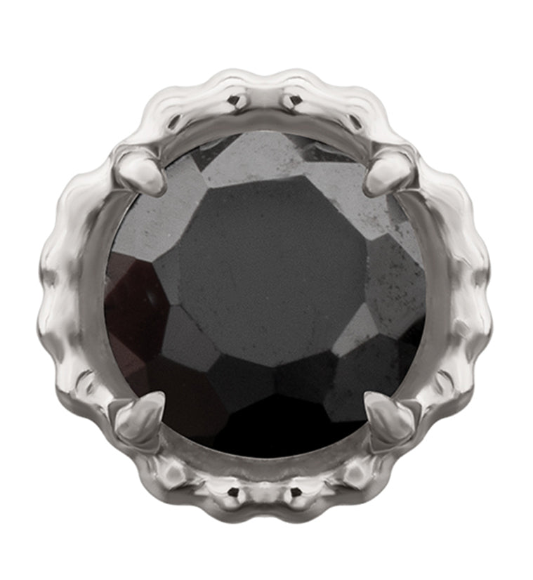 Bezel Less. Top Beaded Bezel Black CZ Titanium Threadless Top