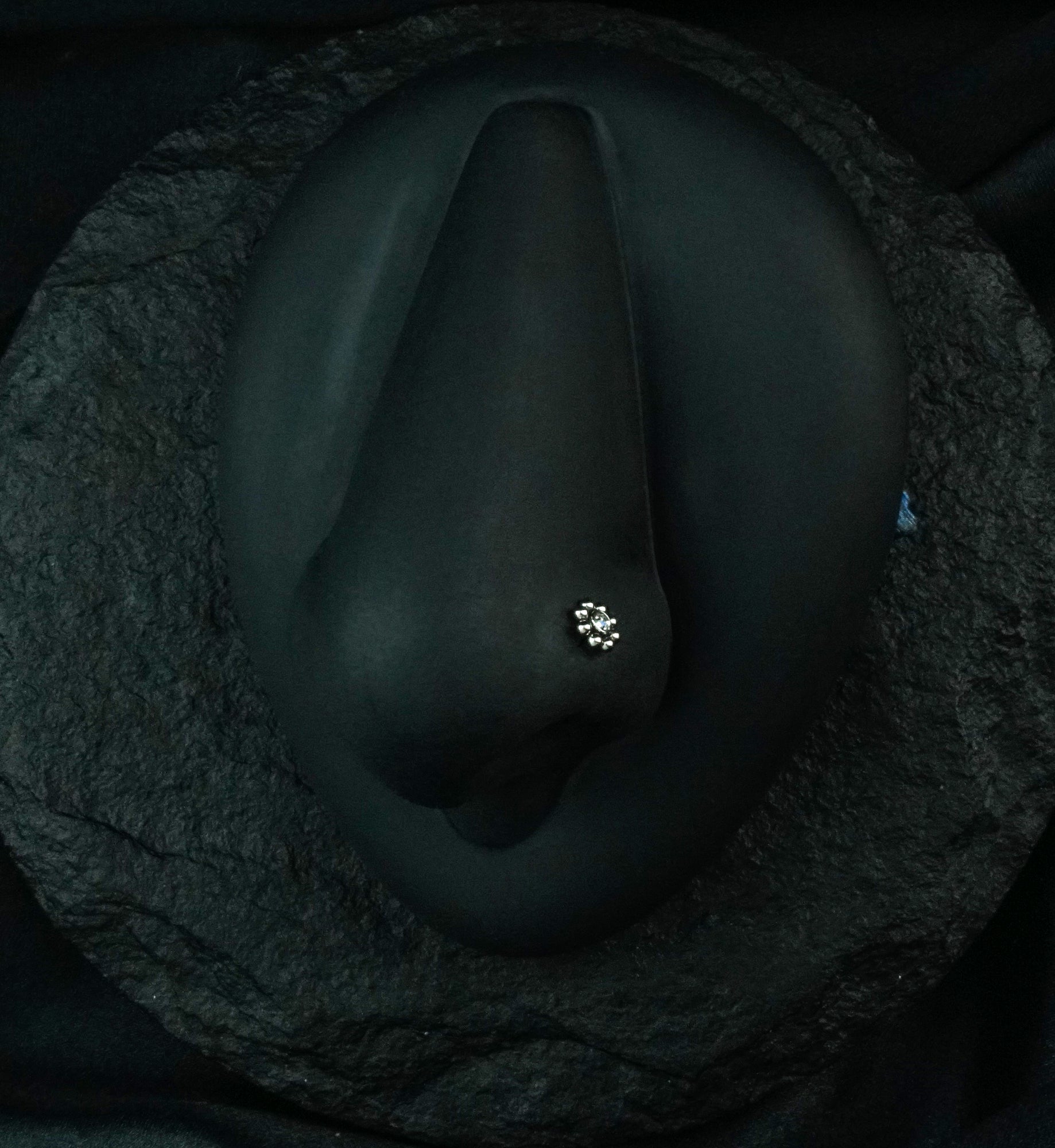 Beaded Flower CZ Nose Screw Ring