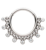 Beaded Septennial Clear CZ Hinged Segment Ring