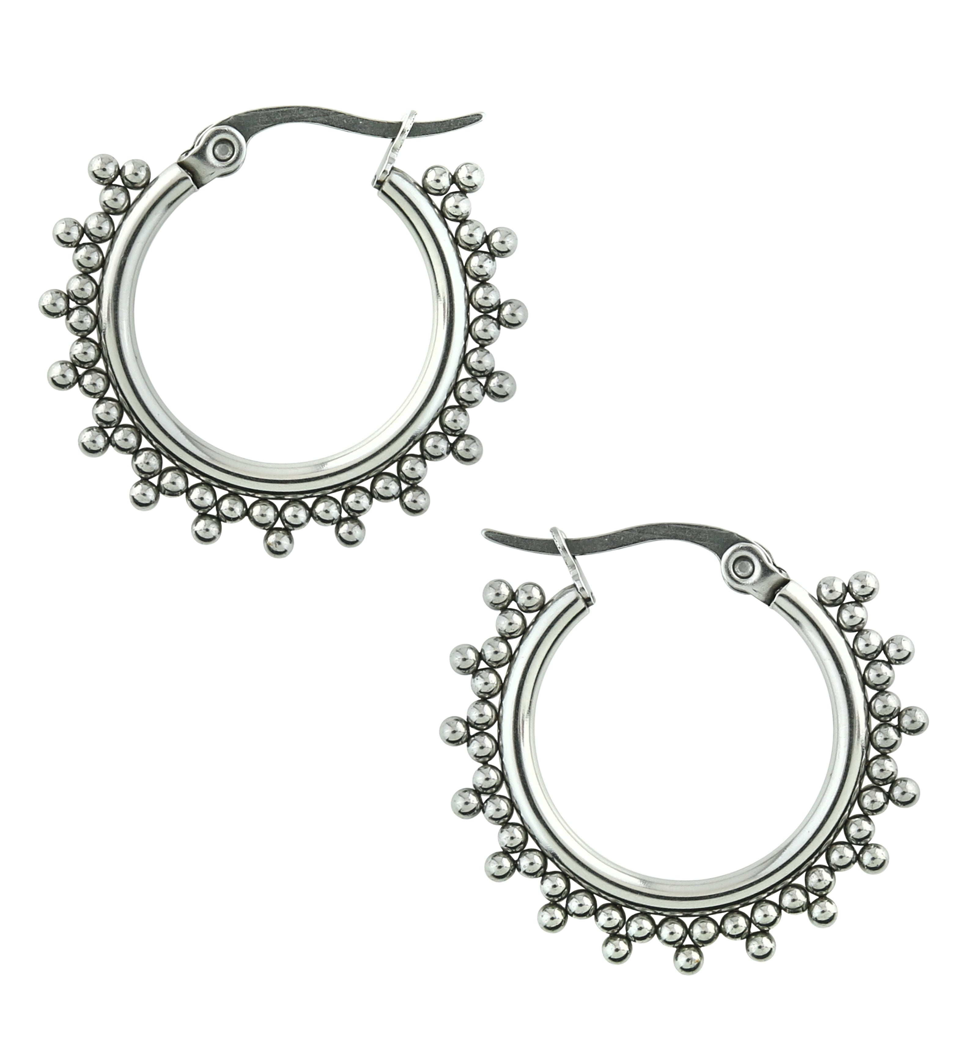 Beaded Stainless Steel Hangers - Earrings