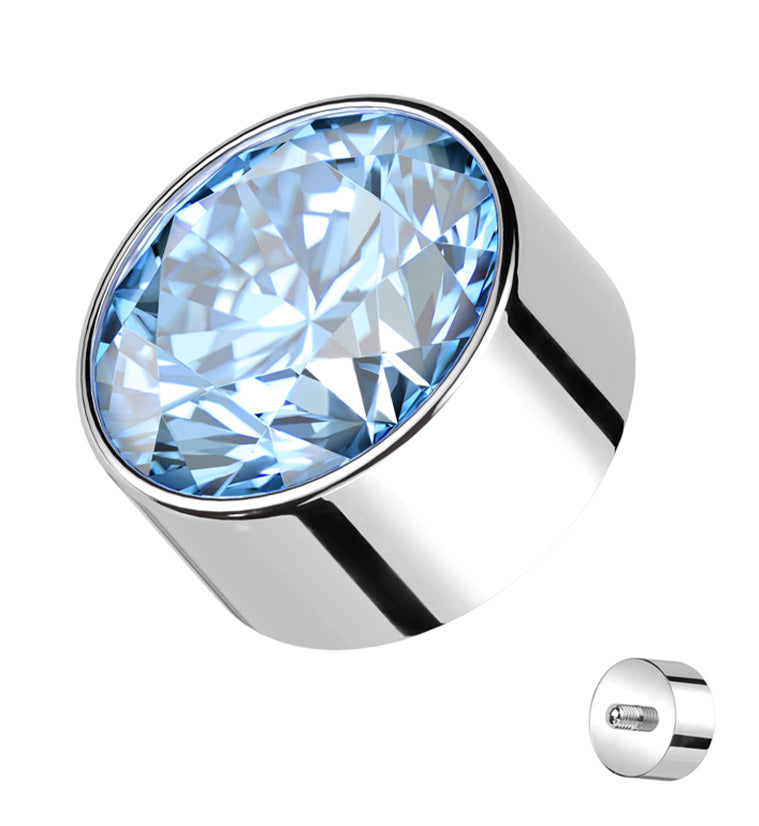 Bezel Aqua CZ Internally Threaded Top