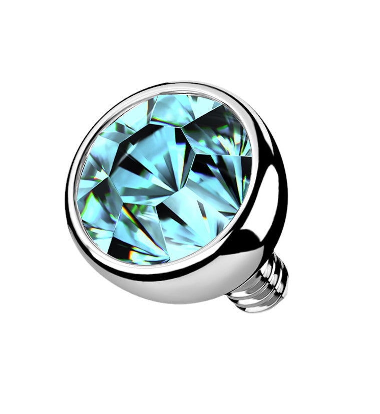 Bezel Aqua CZ Titanium Internally Threaded Top